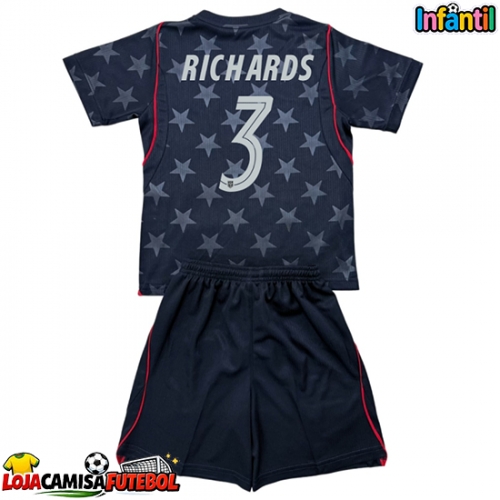 Camisa de Futebol Estados Unidos Chris Richards #3 Equipamento Secundário Infantil Mundo 2026 Manga Curta (+ Calças curtas)